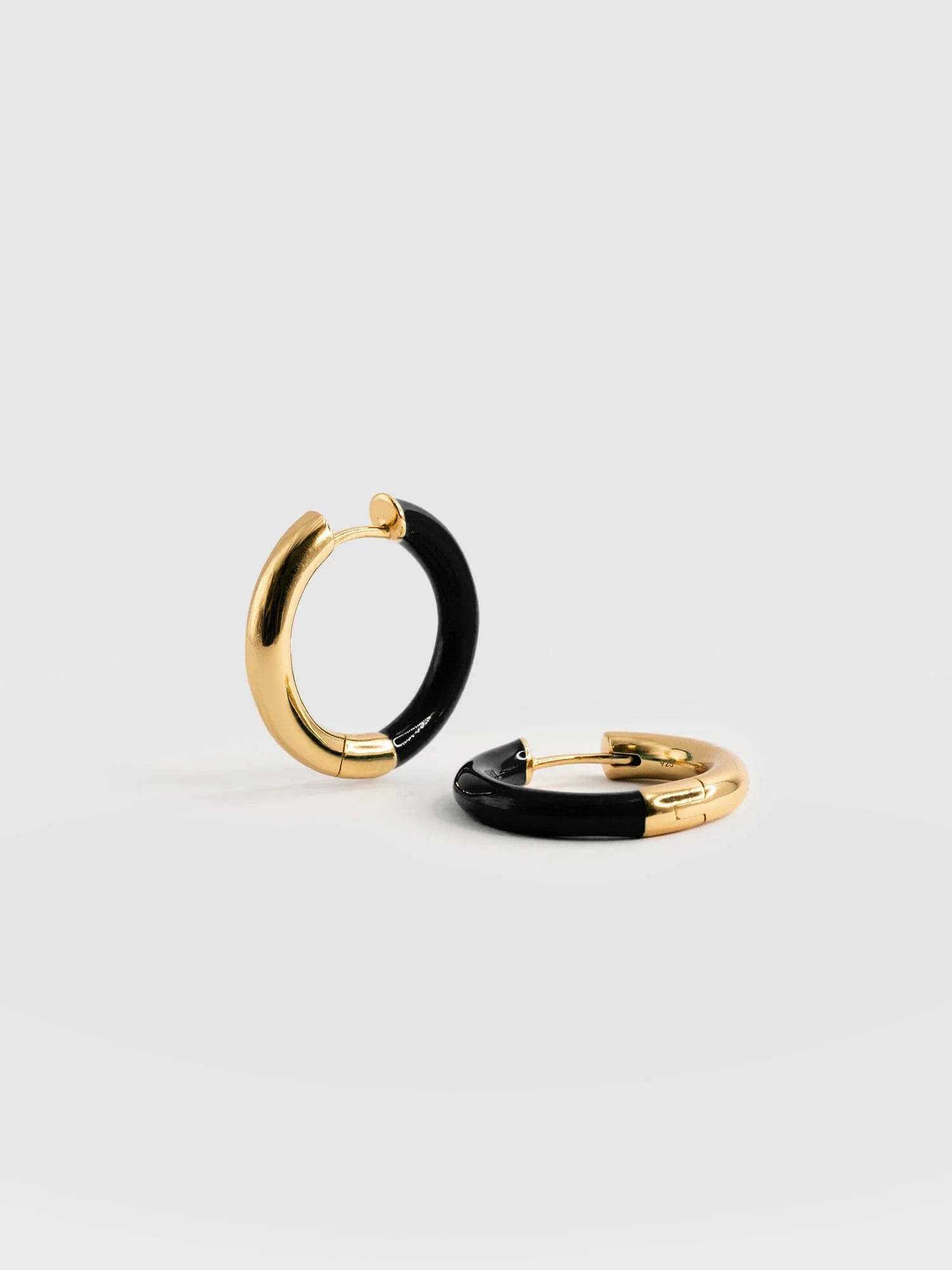 Gold Enamel Hoop Earrings Gold - Everyday Elegance